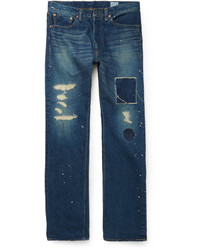 blaue Jeans mit Flicken von orSlow
