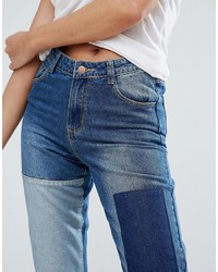 blaue Jeans mit Flicken von Boohoo