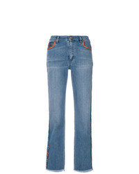 blaue Jeans mit Paisley-Muster