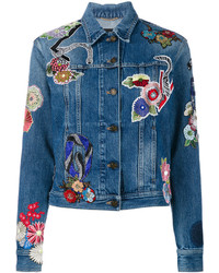 blaue Jeansjacke mit Blumenmuster von Saint Laurent