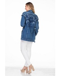 blaue Jeansjacke mit Destroyed-Effekten von CIPO & BAXX