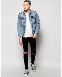 blaue Jeansjacke von Pull&Bear