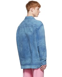 blaue Shirtjacke aus Jeans von We11done