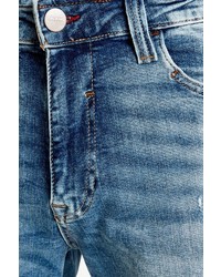 blaue Jeansshorts mit Destroyed-Effekten von BLEND