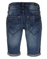 blaue Jeansshorts mit Destroyed-Effekten von BLUE MONKEY