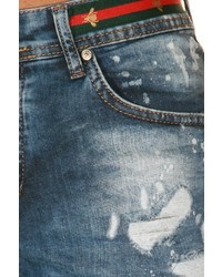 blaue Jeansshorts mit Destroyed-Effekten von Bright Jeans