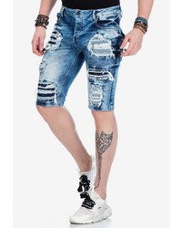 blaue Jeansshorts mit Destroyed-Effekten von Cipo & Baxx