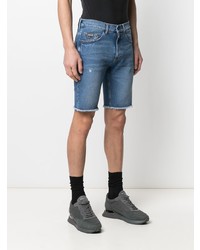 blaue Jeansshorts mit Destroyed-Effekten von VERSACE JEANS COUTURE