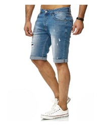 blaue Jeansshorts mit Destroyed-Effekten von Redbridge