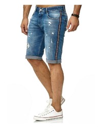 blaue Jeansshorts mit Destroyed-Effekten von Redbridge