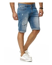 blaue Jeansshorts mit Destroyed-Effekten von Redbridge