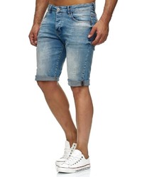 blaue Jeansshorts mit Destroyed-Effekten von Redbridge