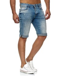 blaue Jeansshorts mit Destroyed-Effekten von Redbridge