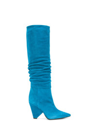 blaue kniehohe Stiefel aus Wildleder von Anna F.