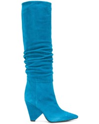 blaue kniehohe Stiefel aus Wildleder von Anna F.