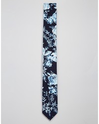 blaue Krawatte mit Blumenmuster von Asos