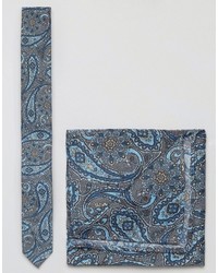 blaue Krawatte mit Paisley-Muster von Asos