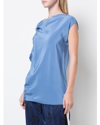 blaue Kurzarmbluse von Lanvin