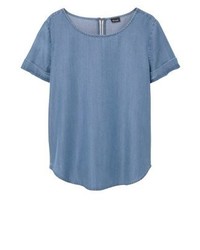 blaue Kurzarmbluse von Mango