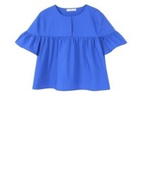 blaue Kurzarmbluse von Mango
