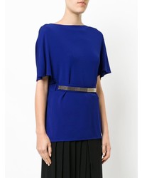 blaue Kurzarmbluse von Lanvin