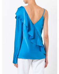 blaue Langarmbluse mit Rüschen von Dvf Diane Von Furstenberg