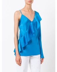 blaue Langarmbluse mit Rüschen von Dvf Diane Von Furstenberg