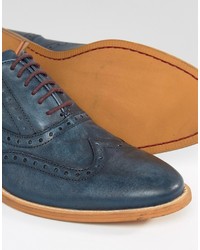 blaue Leder Brogues von Dune