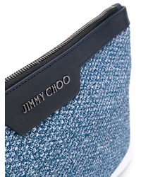 blaue Leder Clutch Handtasche von Jimmy Choo