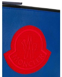 blaue Leder Clutch Handtasche von Moncler