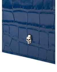 blaue Leder Clutch Handtasche von Alexander McQueen