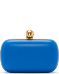 blaue Leder Clutch von Alexander McQueen