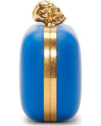 blaue Leder Clutch von Alexander McQueen