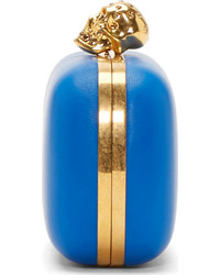 blaue Leder Clutch von Alexander McQueen