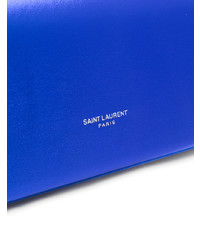 blaue Leder Clutch von Saint Laurent