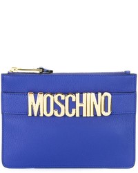 blaue Leder Clutch von Moschino