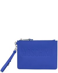 blaue Leder Clutch von Moschino