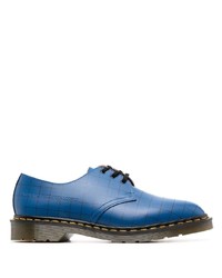 blaue Leder Derby Schuhe mit Karomuster