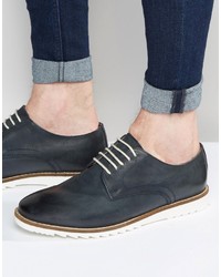 blaue Leder Derby Schuhe von Asos