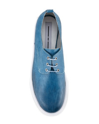 blaue Leder Derby Schuhe von Diego Vanassibara