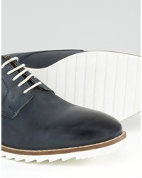 blaue Leder Derby Schuhe von Asos