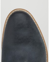 blaue Leder Derby Schuhe von Asos