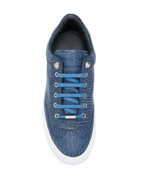 blaue Leder niedrige Sneakers mit Schlangenmuster von Jimmy Choo