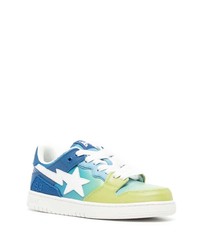 blaue Leder niedrige Sneakers mit Sternenmuster von A Bathing Ape