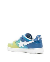 blaue Leder niedrige Sneakers mit Sternenmuster von A Bathing Ape