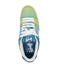 blaue Leder niedrige Sneakers mit Sternenmuster von A Bathing Ape