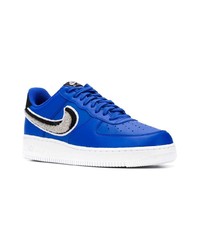 blaue Leder niedrige Sneakers von Nike