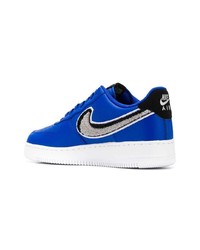 blaue Leder niedrige Sneakers von Nike