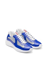 blaue Leder niedrige Sneakers von Prada