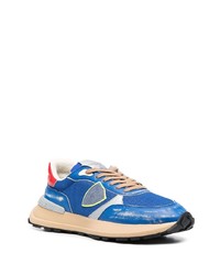 blaue Leder niedrige Sneakers von Philippe Model Paris